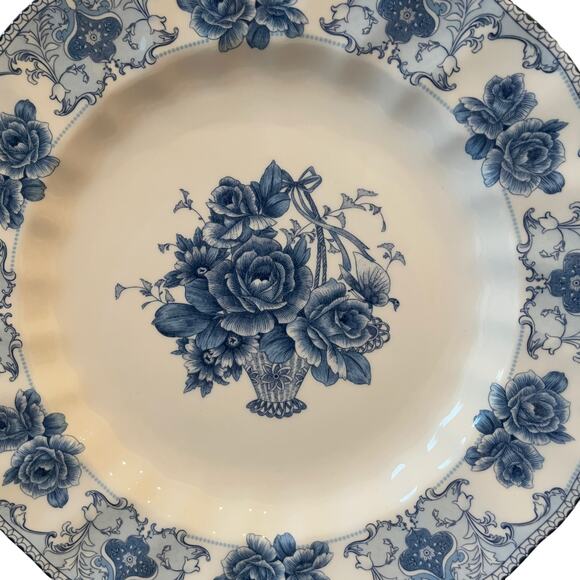 Palate & Plate Blue Rose Floral Porcelain Soup Bowls 8.5" Set 4 Shabby Chic NEW - Picture 7 of 8
